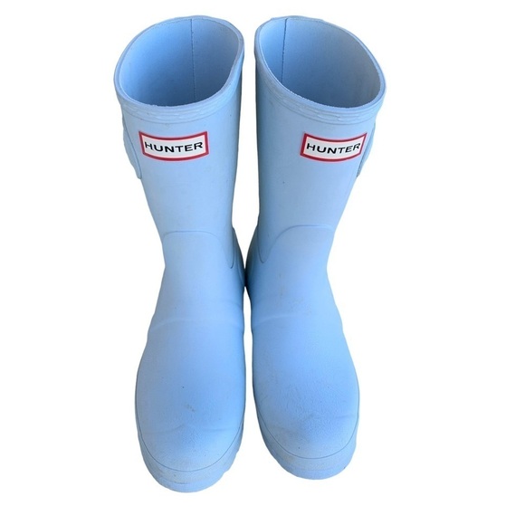 Hunter Original Short Gloss Rain Boots Baby Blue Women’s Size 6 Snow Shoes - Picture 1 of 10
